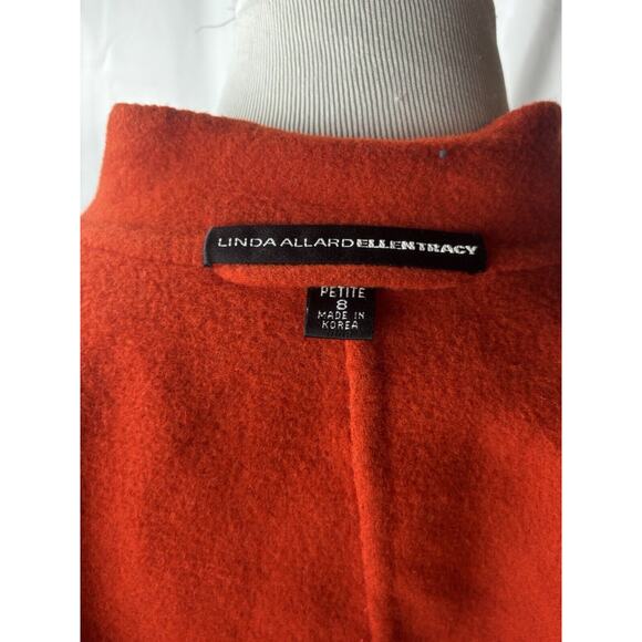 Linda Allard Ellen Tracy‎ Felt Wool Jacket Blazer Open Front Fall Orange Size 8P - Picture 6 of 6